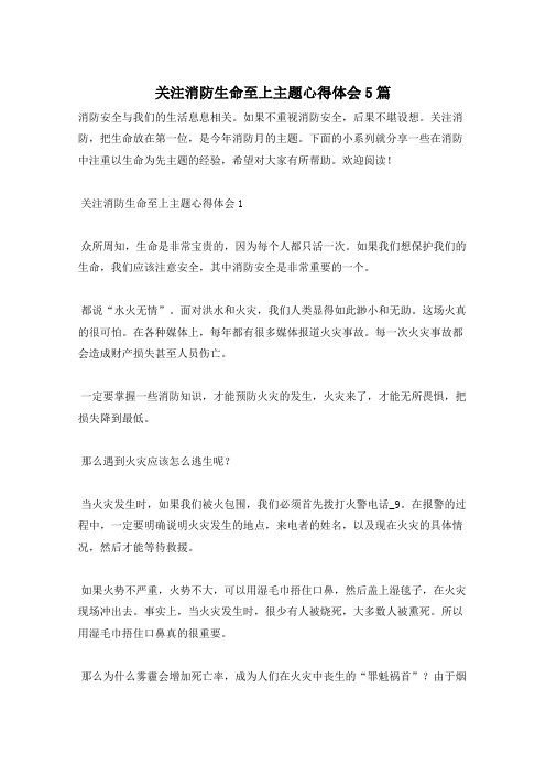 关注消防生命至上主题心得体会5篇