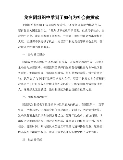 我在团组织中学到了如何为社会做贡献