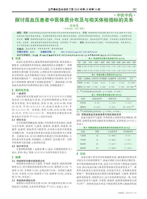 探讨高血压患者中医体质分布及与相关体检指标的关系