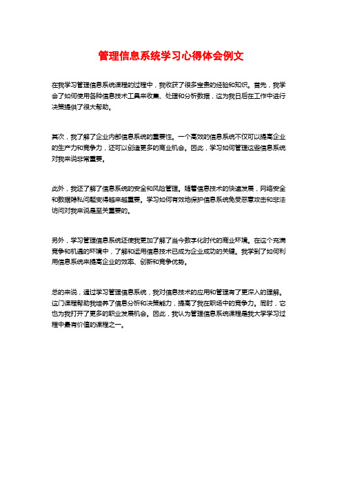 管理信息系统学习心得体会例文