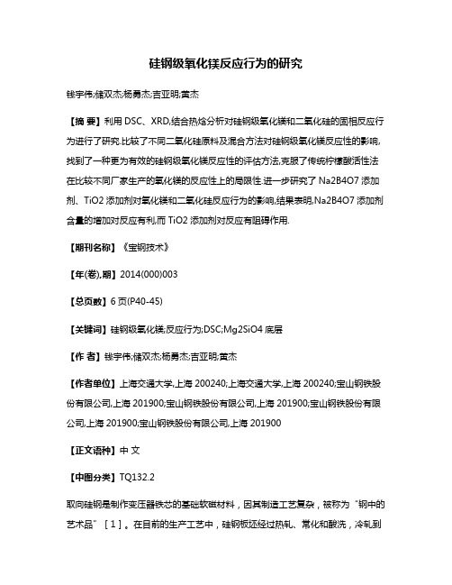 硅钢级氧化镁反应行为的研究