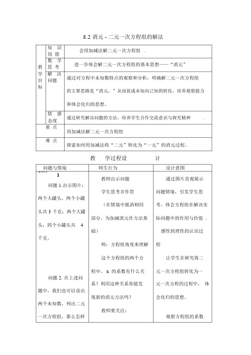 消元 二元一次方程组的解法