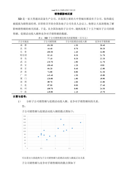 案例之四回归分析：销售额影响因素--------解答