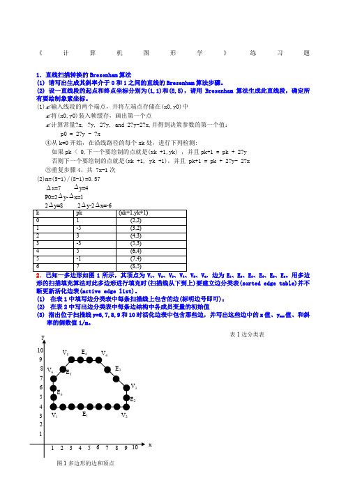 《计算机图形学》练习题答案