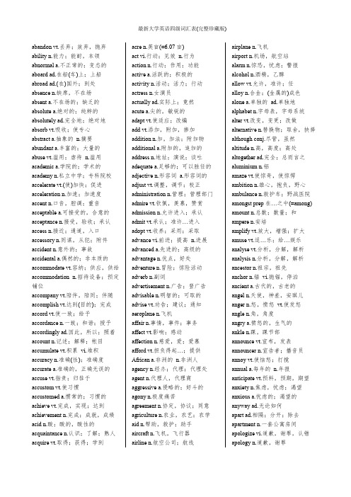 最新大学英语四级词汇表(完整珍藏版)