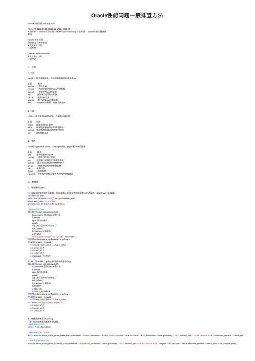Oracle性能问题一般排查方法