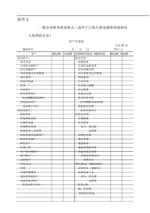 一般企业财务报表格式适用于已经执行