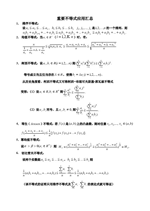 山东省实验中学高中数学竞赛辅导——不等式部分