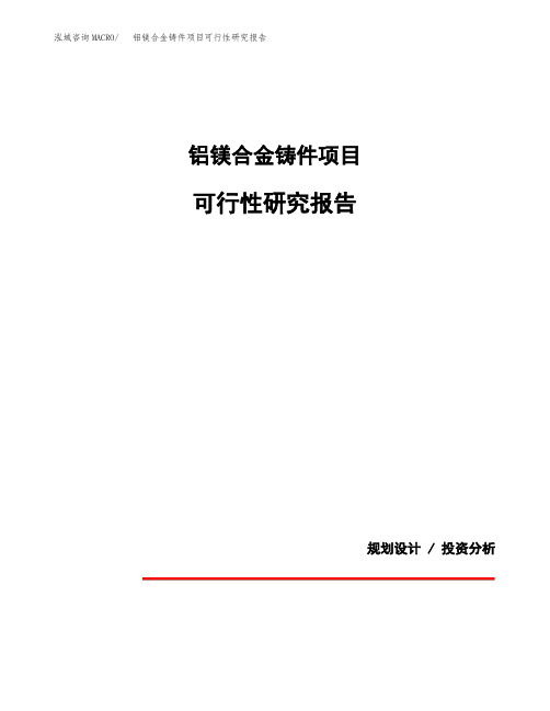 铝镁合金铸件项目可行性研究报告(规划设计模板)