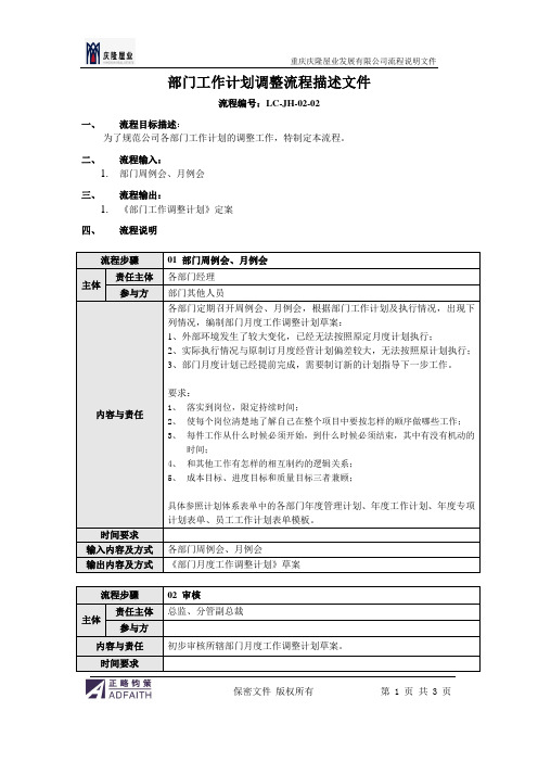 部门月度工作计划调整流程描述文件-正略钧策-20100125