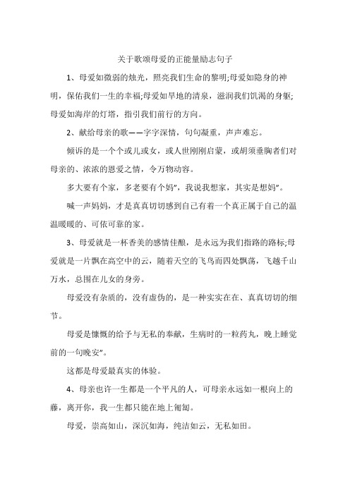 关于歌颂母爱的正能量励志句子