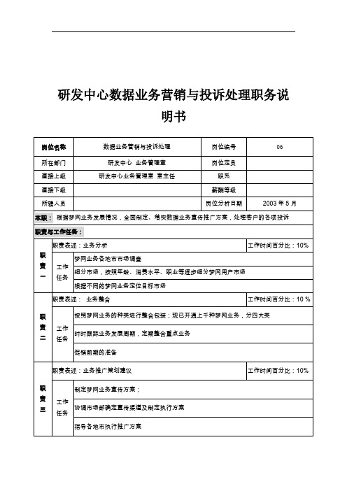 通信行业部门岗位说明书(107个)87