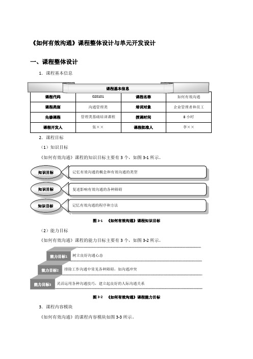 《如何有效沟通》课程整体设计与单元开发设计