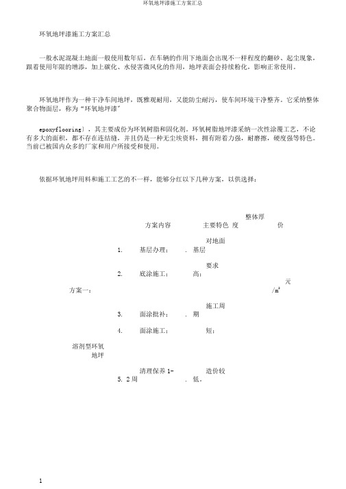 环氧地坪漆施工方案汇总