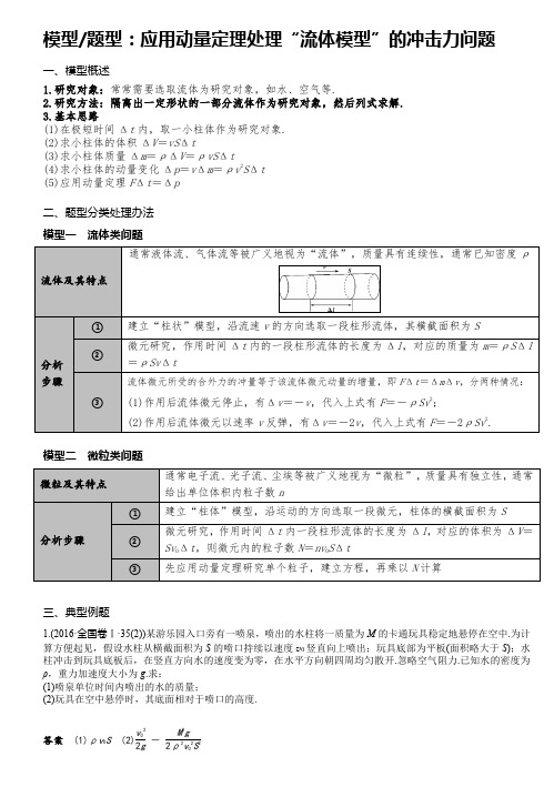 高中物理模型：应用动量定理解决流体模型的冲击力问题