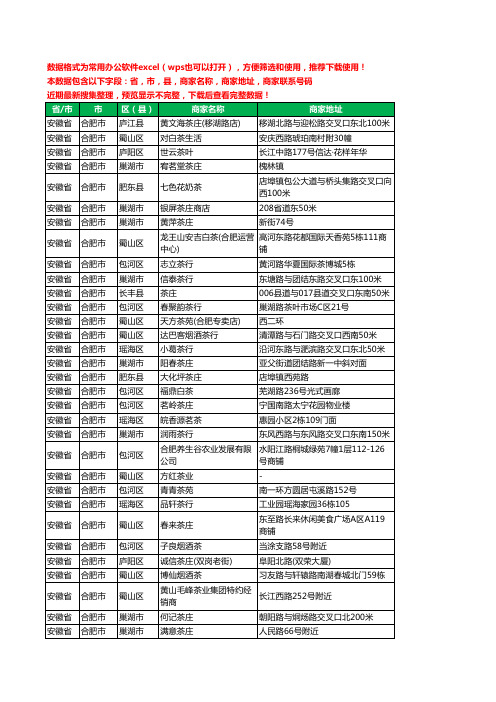 新版安徽省合肥市茶具工商企业公司名录名单黄页大全2599家