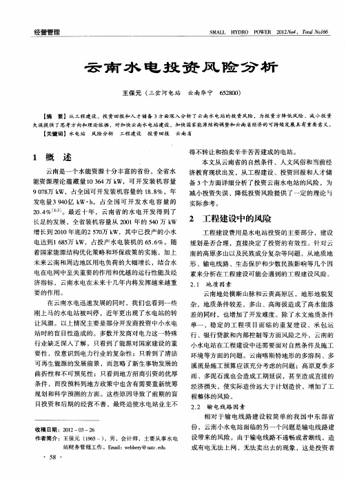 云南水电投资风险分析