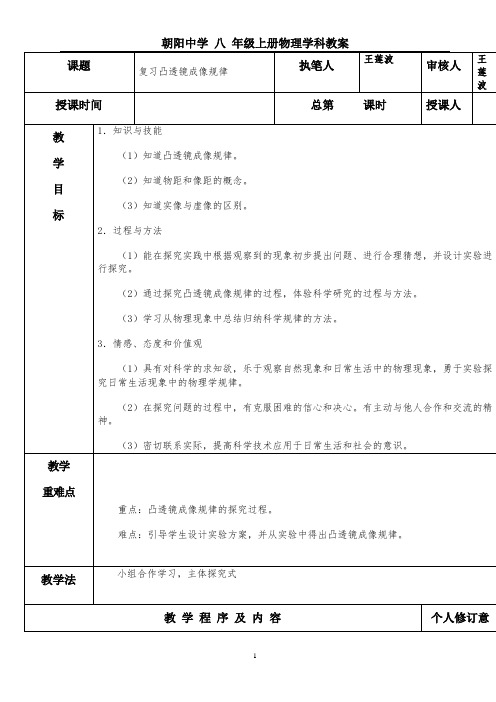 第五章凸透镜成像复习重点讲义资料