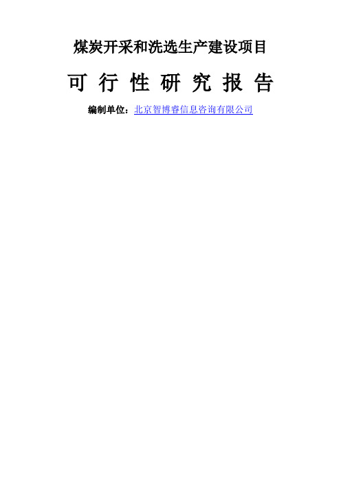 煤炭开采和洗选生产建设项目可行性研究报告