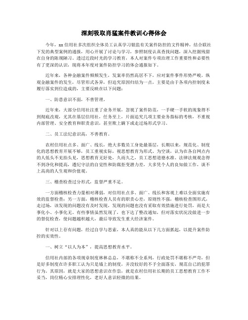 深刻吸取肖猛案件教训心得体会