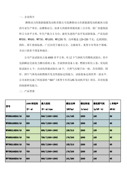 潍柴天然气发动机产品简介