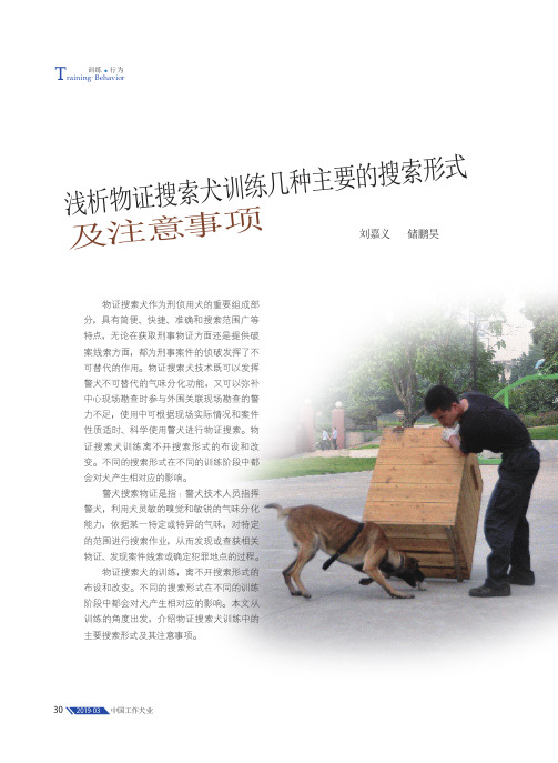 浅析物证搜索犬训练几种主要的搜索形式及注意事项