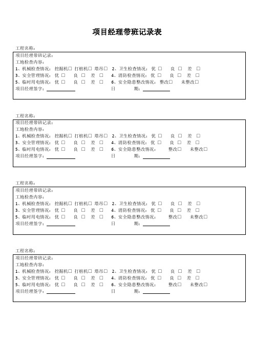 项目经理带班工作记录表