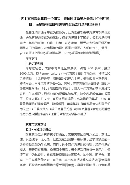 这3案例告诉我们一个事实，农场网红场景不是靠几个网红项目，而是要根据自有的硬件设施去打造网红场景！