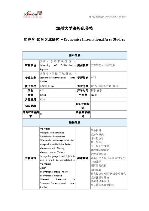 美国加州大学洛杉矶分校经济学专业