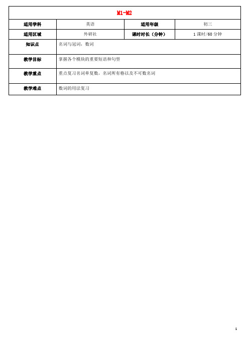 天津学大教育信息咨询有限公司2015届中考英语九下Module1_2复习教案外研版