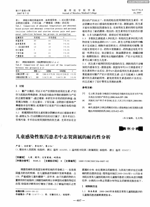 儿童感染性腹泻患者中志贺菌属的耐药性分析