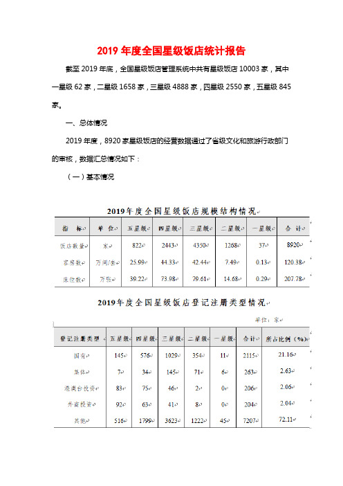 2019年度全国星级饭店统计报告