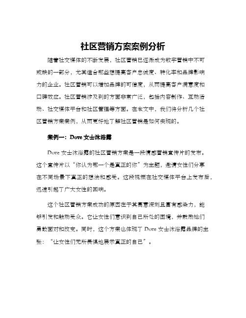 社区营销方案案例分析