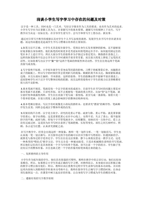 浅谈小学生写字学习中存在的问题及对策