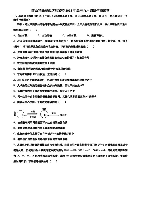 陕西省西安市达标名校2018年高考五月调研生物试卷含解析