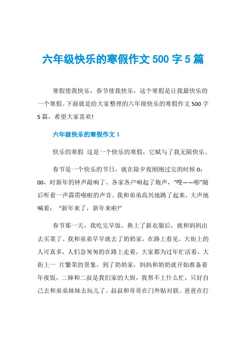 六年级快乐的寒假作文500字5篇