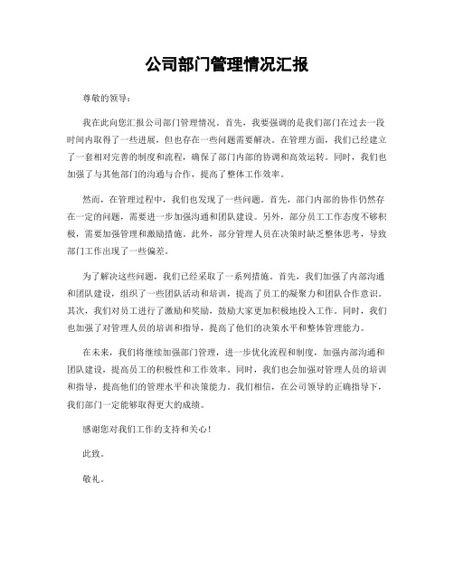 公司部门管理情况汇报