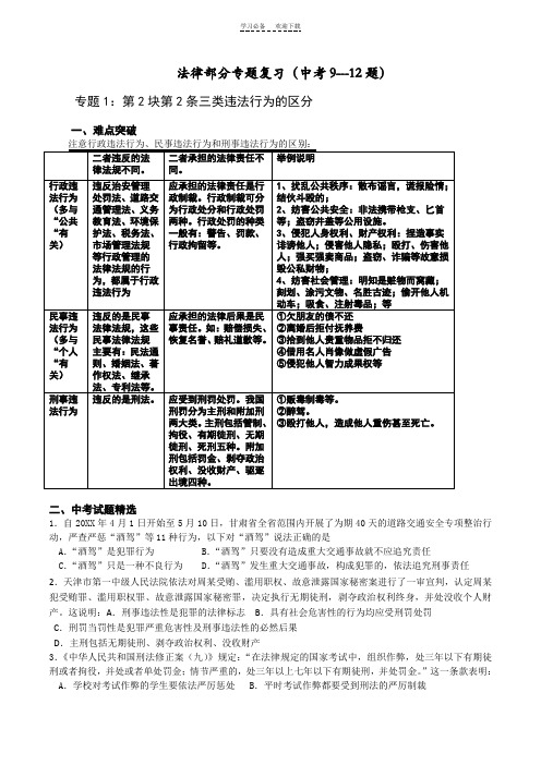 中考政治--法律部分专题复习