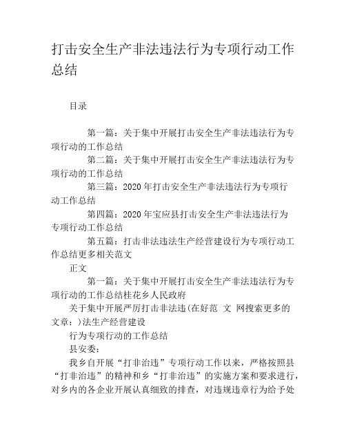 打击安全生产非法违法行为专项行动工作总结