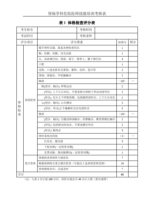 出科技能考核表