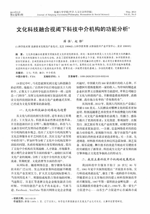 文化科技融合视阈下科技中介机构的功能分析