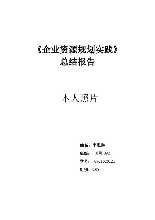 企业资源规划实践总结报告