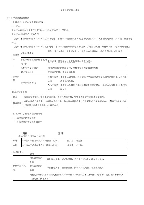 2018年中级会计财务管理第七章知识点