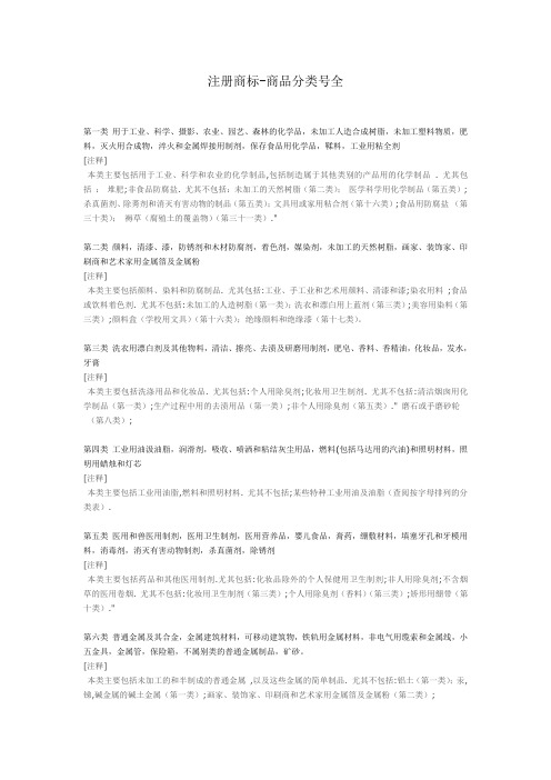 注册商标-商品分类号