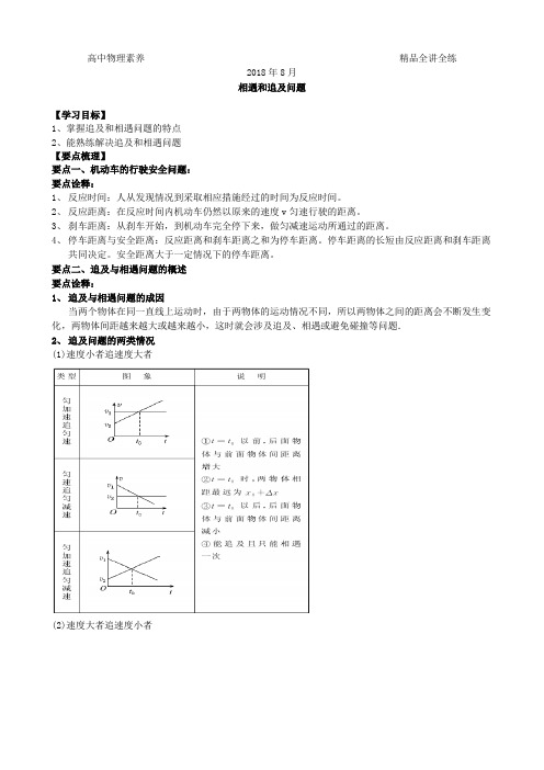 核心素养优化提升 高一物理必修1  双基全讲与全练清北必刷题 附答案详解_相遇和追及问题 能力提升