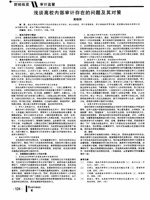 浅谈高校内部审计存在的问题及其对策