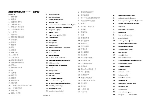 Unit1短语句子提纲人教版英语九年级全册