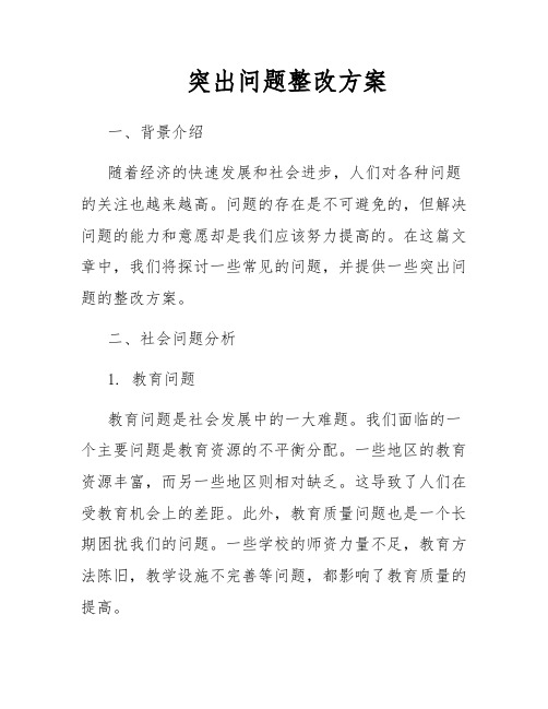 突出问题整改方案