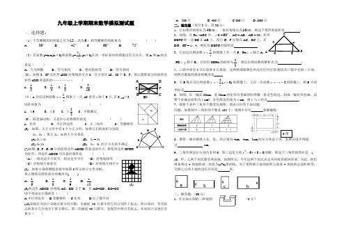 九年级上学期期末数学模拟测试题