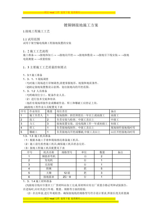 镀铜钢接地施工方案